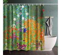 INVIN ART Bathroom Shower Curtain Set with Hooks,Flower Garden by Gustav Klimt,Home Art Paintings Pictures for Bathroom