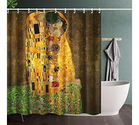 INVIN ART Gustav Klimt The Kiss by Gustav Klimt Shower Curtain Set with Hooks for Home Decoration