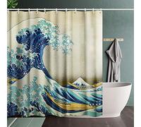 INVIN ART Katsushika Hokusai Shower Curtain with Hooks, The Great Wave Off Kanagawa by Katsushika Hokusai Bathroom Painting