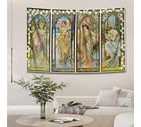 INVIN ART Tapestry Wall Hanging Art Home Decor, The Times of the Day Series by Alphonse Mucha Art Print Painting for Living Room Bedroom Bathroom Dorm