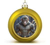 Invincible Monkey Christmas Ball Ornaments -3 Inch Shatterproof Hanging Xmas Balls for Xmas Tree Decoration Golden Christmas Tree Balls for Holiday Wedding Party