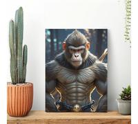 Invincible Monkey Wall Art for Living Room Modern Canvas Framed Prints Paintings Artwork for Walls, Minimalist Abstract Art Pictures for Hallway, Office Wall Decor 12x16inch(30x40cm)