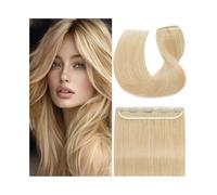 Invisible 16-26 Inch Clip In Human Hair Extensions One Piece with 5 Clips Brazilian Blonde Straight Hair Extensions(Blonde,20inches)