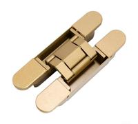 Invisible Adjustable T-Hinge for Wood Doors Folding Cross Style Concealed Heavy Duty Zinc Alloy Cabinet Hinge (Gold)