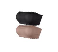 Invisible Bra Women's Ultra Thin Silicone Non-Slip Underwear Seamless Strapless Wave Edge Tube Top Bra Off-The-Shoulder Dress Lingerie(L,BLACKBROWN_ONE Size)