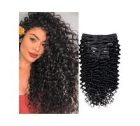 Invisible Brazilian Curly Clip In Hair Extensions 8pcs Deep Wave Human Hair Extensions 1B 120g Hair Extensions(24inches)