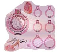 Invisible Breathable Exercise Soft Fitness Cage Cross Dressing Set, with 6 Sizes Rings and 1 Tube, Men's Exquisite Flat Design Protection Set for Sissy Men -A90UK (21-2PT：B)