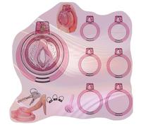 Invisible Breathable Exercise Soft Fitness Cage Cross Dressing Set, with 6 Sizes Rings and 1 Tube, Men's Exquisite Flat Design Protection Set for Sissy Men -A90UK (21-1PT：B)
