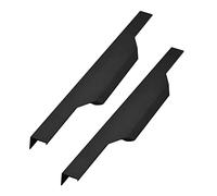 Invisible Cabinet Handle Door Knob Concealed Cupboard Handles Finger Edge Pull Aluminum Alloy Wardrobe Kitchen DrawerHandles Furniture Gate Hardware Knobs Black 2 Pieces (Overall Length 600mm)