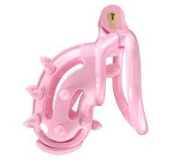 Invisible Cage Men's Practice Cage (Flat Ring) with Removable Silicone Spikes to Guard Your Innocence and Secrets (UKA170) (Pink, C7P)