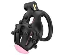 Invisible Cage Training Cage for Strength Exercise (Flat Ring), Black Silicone Spikes Removable, Male Beginner Friendly (UKA141) (D5B)