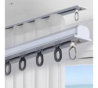 Invisible Ceiling Curtain Track Set 1.5m/4.9ft Recessed Rail for Hidden Curtains Quiet Pulleys for Room Dividers Ideal for Seamless Home Decor (White)