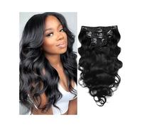 Invisible Clip in Hair Extensions Real Human Hair, 8pcs 120g #1B Natural Black Body Wave Remy Human Hair Extensions Hair Extensions(26inches)