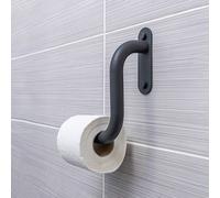 Invisible Creations - Anthracite - Grey Right Hand Toilet Roll Holder With Integrated Grab Rail