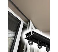Invisible Curtain Track - Ceiling-Mounted 1cm Depth 24/30/40 Inch Lengths Aluminum Installation for Loft Beds/Windows (Black 650cm/255.9in/21.3ft)