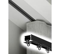Invisible Curtain Track SystemCuttable Ceiling Frame for Balcony Living Room Hospital Aluminium Alloy Recessed Curtain Rods 410 cm/16.9 ftBlack Finish