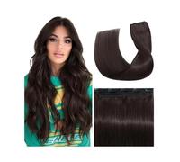 Invisible Dark Brown Clip in Human Hair Extensions 5 Clips 3/4 Full Head Clip on Remy Hair Extension for Women Hair Extensions(26 inches)