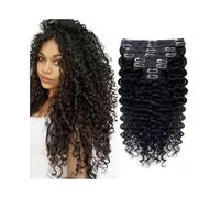 Invisible Deep Wave Clip in Hair Extensions Curly Clip Ins 8Pcs Brazilian Remy Human Hair Extensions Hair Extensions(10inches,120g)