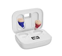 Invisible Digital Hearing Amplifier with Noise Reduction - 110H Charging Case, 16H Use/Charge, Ultra-Compact, Smart Auto-On, All-Day Comfort, Sound Enhancer for Seniors & Adults (White)