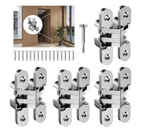 Invisible Door Hinge 180 Degree Heavy Duty Zinc Alloy Concealed Cabinet Hinges Silent Smooth Operation Supports 10KG/22lb for Kitchen Wardrobe Furniture (White, 0.51"-2.36") 4PCS