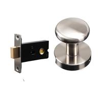 Invisible Door Lock Single-Sided Bedroom Concealed Handle Black Single Tongue(Rounded corners brushed silver)