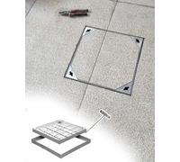Invisible F Mount Drain Cover & e Stainless Steel Access Lid for Concrete Tile Sand Grate (90x90x8cm 35.4x35.4x3inch) and Slish D Solut