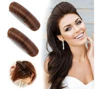 Invisible Fluffy Hair Pad Blonde - 2025 Upgrade Natural Hair Bump Clip for Volume, Styling Insert Tool (Light Brown*2)