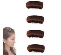 Invisible Fluffy Hair Pad, Fluffy Natural Hair Bun Invisible False Hair Clip Bump It Up Volume Hair Pad For Bridal Makeup, Party Styling (Dark Brown 4pcs)