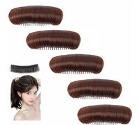 Invisible Fluffy Hair Pad for Thin Hair - Fluffy Volume Booster with SecureGrip Anti-Slip Core • 5s Install for Ponytail/Updo/Wedding • Breathable & Reusable (5PCS Dark brown, Medium)