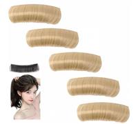Invisible Fluffy Hair Pad for Thin Hair - Fluffy Volume Booster with SecureGrip Anti-Slip Core • 5s Install for Ponytail/Updo/Wedding • Breathable & Reusable (5PCS Blonde, Medium)