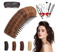 Invisible Fluffy Hair Pad, Portrayi Invisible Fluffy Hair Pad, Hair Bun Invisible False Hair Clip, DIY Heighten Hair, Comb In Forehead Raising Hair Bun For Bridal Makeup, Party Styling (Light Brown)