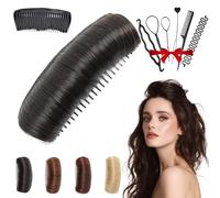 Invisible Fluffy Hair Pad, Portrayi Invisible Fluffy Hair Pad, Hair Bun Invisible False Hair Clip, DIY Heighten Hair, Comb In Forehead Raising Hair Bun For Bridal Makeup, Party Styling (Natural Black)
