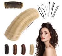 Invisible Fluffy Hair Pad, Portrayi Invisible Fluffy Hair Pad, Hair Bun Invisible False Hair Clip, DIY Heighten Hair, Comb In Forehead Raising Hair Bun For Bridal Makeup, Party Styling (Dark Gold)