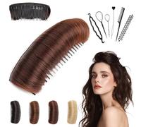 Invisible Fluffy Hair Pad, Portrayi Invisible Fluffy Hair Pad, Hair Bun Invisible False Hair Clip, DIY Heighten Hair, Comb In Forehead Raising Hair Bun For Bridal Makeup, Party Styling (Dark Brown)