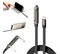 Invisible Foldable Holder Charger Cable, 240w Braided USB-C Fast Charging Cable with Built-In Foldable Stand, USB-C to USB-C T-Type Flat Charger Cord,4.9ft, Compatible with Most Phones and Tablets