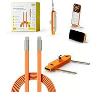 Invisible Foldable Holder Charger Cable with Stand, 240w Fast Charging Stand Sideways Data Cables with Bendphone Accessories, for iPhone 17 / S25 S24 Ultra and Other Type-C Interface Phones (Set1)
