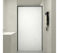 Invisible Folding Shower Curtain for Bathroom, Space Saving Design with Shelf, Fits Gap, 140x180cm