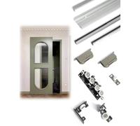Invisible Ghost Sliding Door Kit - No Floor Track, Smooth Bypass Rail Hardware for 100-180 cm Doors, Perfect for Bathroom & Closet Spaces, Easy Inllat, Modern Design