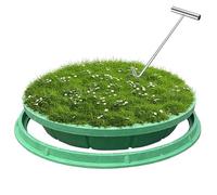 Invisible Grass Cover for Access Pit Heavy-Duty 300kg Rated Round Resin Lid with Hooks Ideal for Garden/Yard/Outdoor Use - Green Inner Diameter.