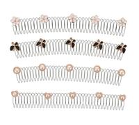 Invisible Hair Fixer Comb 4pcs Metal Flower Pearl Headband | Zinc Alloy Finish, U Shape Design, for Curly Hair Buns and Office Updos, Decorative Accent