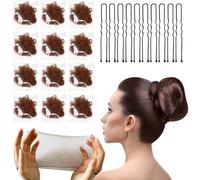 Invisible Hair Nets Set, 30Pcs Invisible Hair Bun Net with Elastic Edge Mesh and 20Pcs Coffee U Shape Hair Bun Pins for Girls Women Ballet Dancer Catering(Brown)