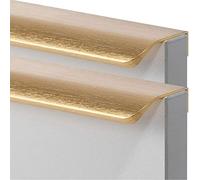 Invisible Handles Concealed Door Knob Aluminum Alloy Cabinet Handle Finger Edge Pull Drawer Handles Wardrobe Kitchen Brushed Gold Pulls 2 Pack (Hole Distance 128mm)