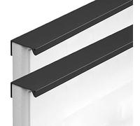 Invisible Handles Space Aluminum Cupboard Handles Wardrobe Kitchen Cabinet Handle Finger Edge Pull Drawer Handles Matte Black 2 Pieces (Hole Distance 192mm)