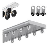 Invisible Heavy-Duty Curtains Rails, 18mm Ultra-Thin Curtain Rails Mute, Ceiling Mounted Silent Curtain Track Double Rails System For Bedroom Hospital Home Office Hotel(Gray,540cm(17.7ft))