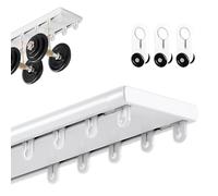 Invisible Heavy-Duty Curtains Rails, 18mm Ultra-Thin Curtain Rails Mute, Ceiling Mounted Silent Curtain Track Double Rails System For Bedroom Hospital Home Office Hotel(White,230cm(7.5ft))