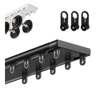 Invisible Heavy-Duty Curtains Rails, 18mm Ultra-Thin Curtain Rails Mute, Ceiling Mounted Silent Curtain Track Double Rails System For Bedroom Hospital Home Office Hotel(Black,530m(17.4ft))