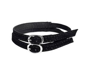 Invisible High Heel Shoe Straps | Adjustable Elastic PU Leather Shoe Strap Extenders for Loose Heels | DIY Detachable Ankle Strapss with Secure Metal Buckle | Matte, Mirror & Sueded Black, 1 Pair