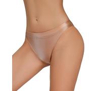 Invisible High Waist Panties for Women Stretch Light Weight Knickers Shiny Oily Glossy Hipster Underwear Solid Sexy Quick Dry Briefs Brown 1 Pcs XS
