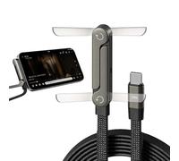 Invisible Holder Charger Cable with Stand, Multi Charger Cord with Type C/USB/L Port, 240W Folding Braided Fast Charge Cables with Built-in Phone Stand for Smartphones Tablets (C to C)