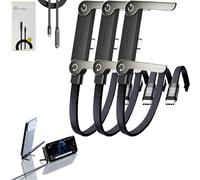 Invisible Holder Charger Cable with Stand, Sideways Phone Charger,65w/240w Stand Data Cable,Horizontal Phone Charger,Braided Fast Charging Cable,360° Adjustable Metal Stands (TYPE-C to TYPE-C（240W）*3)